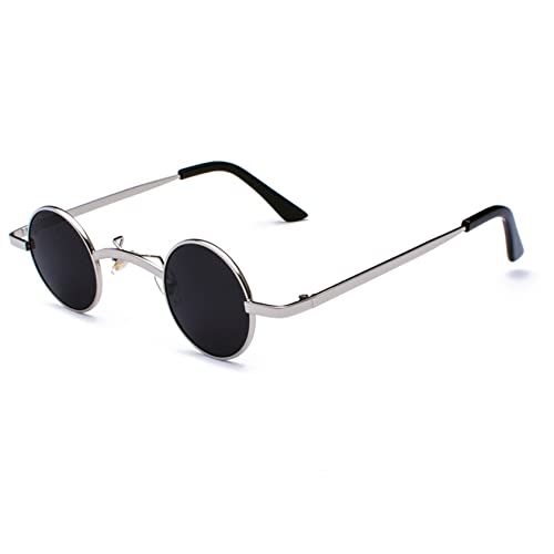 besbomig Mini Retro Gafas de Sol Mujer Pequeñas Vintage Estilo Hippie Gafas Redondas Steampunk Gafas de Sol Polarizadas Moda Protección UV400 Gafas de Sol Redondas Mujer Hombre de Conducción Cover