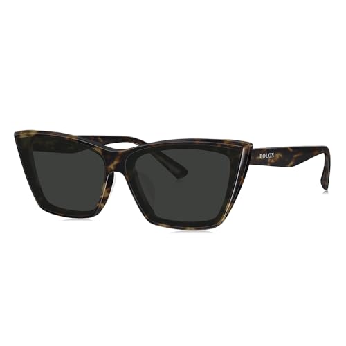 BOLON Women Lady Elegant Trendy Cat Eye Polarized Sunglasses BL3127 63mm, Exclusive Eyewear Brand of EssilorLuxottica