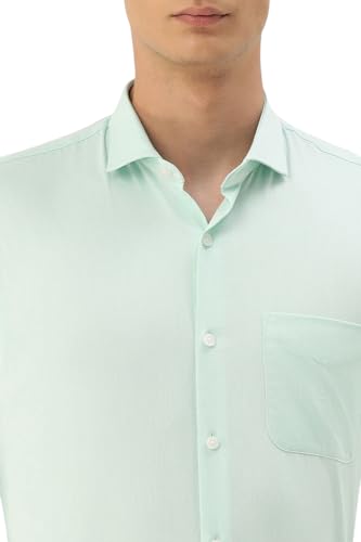 Image of Peter England Men's Classic Textured Slim Fit Full Sleeve Shirt | Wonder Fabric | Cotton Rich | Premium Dobby