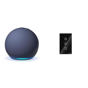 Novo Echo Dot 5ª geração | O Echo Dot com o melhor som já lançado | Som vibrante e potente em um dispositivo compacto | Cor Azul + Interruptor Inteligente Steck 3 Módulos Preto