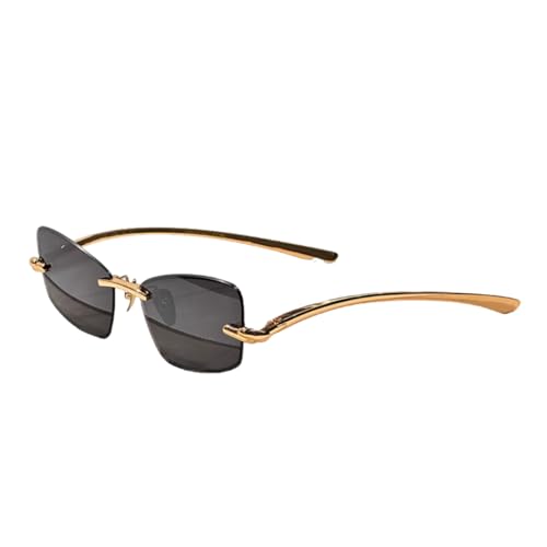 Lunettes de soleil œil de chat sans monture d'exception en alliage de luxe