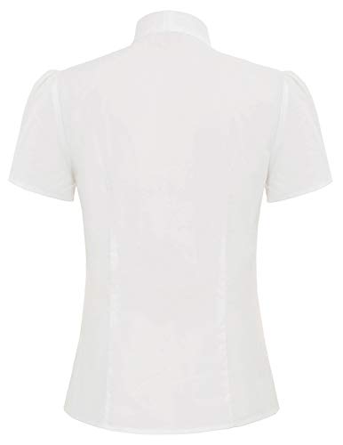 Belle Poque Retro Women Elegant Front Bow Knotting Buttons Short Sleeve T Shirt Top Ivory#819 S steampunk buy now online