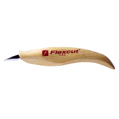 Image of FLEXCUT Wood Carving Knives | Mini Detail Knife | Honed and Polished Ultra-Thin 1095 High Carbon Steel Blade | Ergonomic Solid Ash Wood Handle |KN27 | Made in the U.S.A.