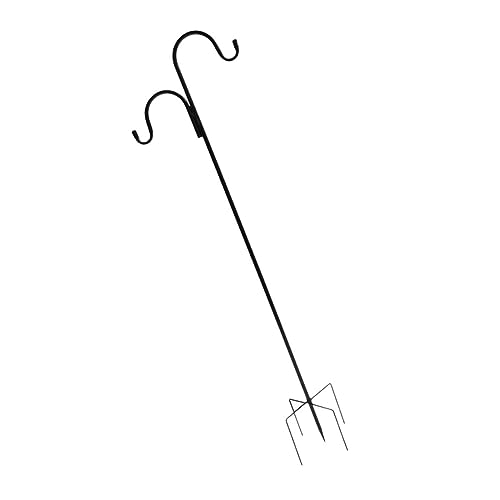 Cemaystic 屋外フック 鉄製ダブルシェパーズフック ? シーツや植木鉢、ソーラーライト対応 庭や通路の収納に便利