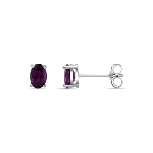 Rhodolith Granat Ohrstecker 925 Silber Edelmetall Schmuck Ohrstecker 5 x 3 mm, 6 x 4 mm Natürlich Monatsstein Januar Edelstein Ohrhänger (5 x 3 mm)