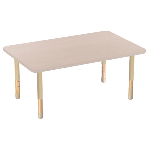 Image of Factory Direct Partners 30 inch x 48 inch Rectangle Kids Classroom Table with Adjustable Chunky Wood Legs