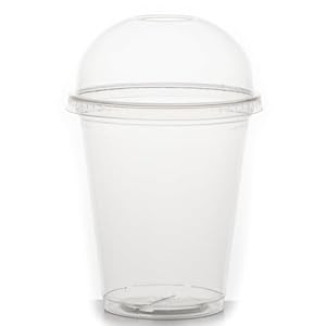 Commerline 50 Stück Smoothiebecher mit Domdeckel