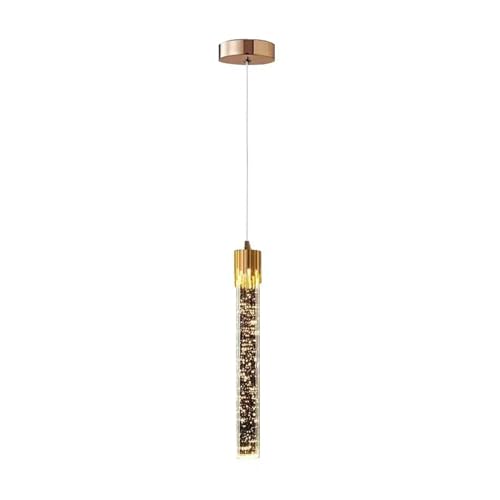 Lámpara colgante de cristal con luz difuminada para lectura en mesita de noche