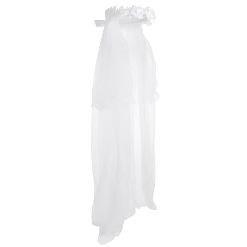 SHOWERORO Corona Floral con Velo Blanco para Niña Diadema Delicada para Comunión Cumpleaños y Despedida de Soltera Accesorio para Fotos y Bodas