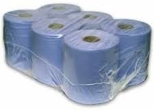 24 (4 X 6 Pack) ROLL Blue Paper Wipe Centre Feed Towel 2 PLY 150M 2 PLY Embossed - Gives Better Absorbency