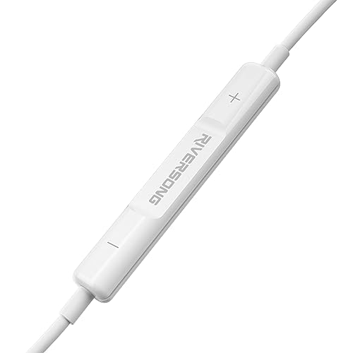 RIVERSONG Spirit M Wired Earbuds with 3.5MM Jack, Headphones with Mic & volume Control, Powerful Heavy Bass, High Definition, Ear BudsCompatible with Android, iPhone, iPad, MP3, Laptop, & More, White