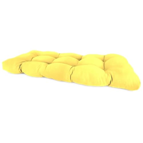 Tufted & Reversible Outdoor Cushions for Patio Furniture & Bench | Weather UV Fade Stain Resistant & Waterproof Cushion | Rectangle Shape, 44'' W X 18'' D X 4'' Size & Yellow Color