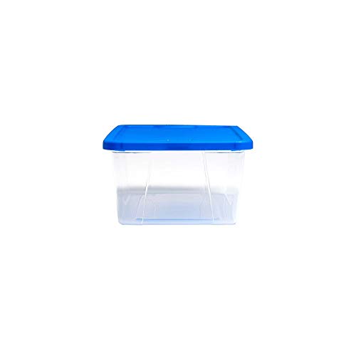 Homz Snaplock Clear Plastic Bin 6 Qt./1.5 Gallon | Storage Tote With Secure Lid | For Home, Office, Garage, Dorm Room Organizer | Stackable & Nestable | Blue Lid, Pack Of 10 #TOP3