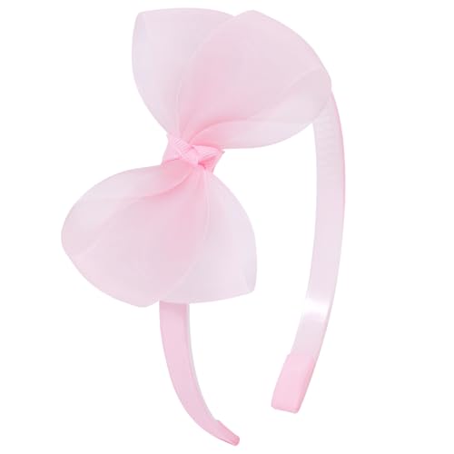 OAOLEER 1 PCS Pink Bow Headbands for Girls Tulle Hairbands Girls Hair Accessories for Birthday Party Proms (Pink)