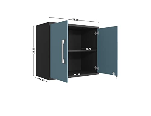 Image of Manhattan Comfort Eiffel Garage Cabinets and Storage System, Set of 5, Blue