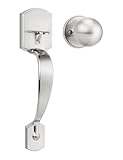 Tinewa Camelot Trim Lower Half Entry Handleset Satin Nickel, Upgated Entry Door Handle with Door Knob for Electronic Keypad, Sliver Exterior Door Handle Lock Set