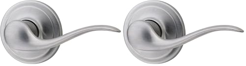 Image of Kwikset Tustin Passage Door Lever, Non-Locking Stylish Door Handle for Interior Hallway and Closet Doors, Reversible Design for Easy Install, in Satin Chrome (Pack of 2)