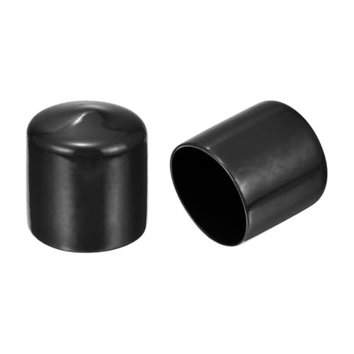 QUARKZMAN 20 Tapones de Goma Redondos 1 9/16' (40mm) Cubierta Negra de Vinilo Protectores de Rosca de Tornillo