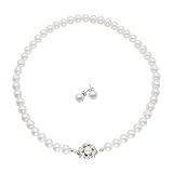 [waco blossom] 国産 艶玉パール パールネックレス 冠婚葬祭 日本製 高級 パールセット ケアクロス付 ピアス 結婚式 葬儀 葬式 お呼ばれ 七五三 お宮参り 金属アレルギー M (42cm)