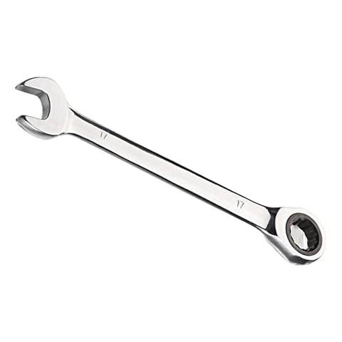17mm Ratchet Spanner, Ratcheting Combination Wrench, Hardened Chrome Vanadium Steel Open End Spanner Metric Cover