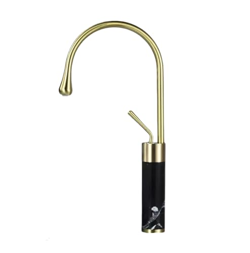 Mejores review On-line Lavabos de baño baratos del mes. 35 Grifos Lavabos Baratos Grifo De Mármol Dorado Y Cobre Para Baño Grifo De Lavabo De Agua Fría Y Caliente Grifo Giratorio Para Lavabo De Encimera Dorado + Negro Alto