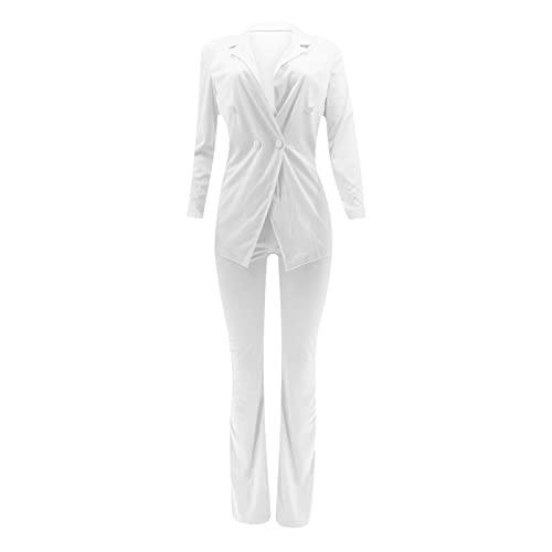 Women Long Sleeves Blazer 2-Piece Suit Office Formal Business Trouser-Suit Slim Fit Jacket Outfits Lapel Buttons3