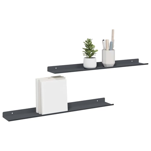 Étagère murale anthracite en acier 60 cm pour salon et bureau - 4