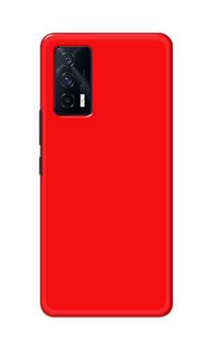 Image of Printed Hard Back Cover Case for Vivo iQOO 7 5G Back Cover (Plain Red) -1803