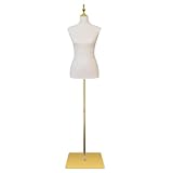 SHAREWIN Dress Form Mannequin for Sewing Female Beige Leather Manikin Torso with Detachable High Stability Metal Stand Adjustable Height