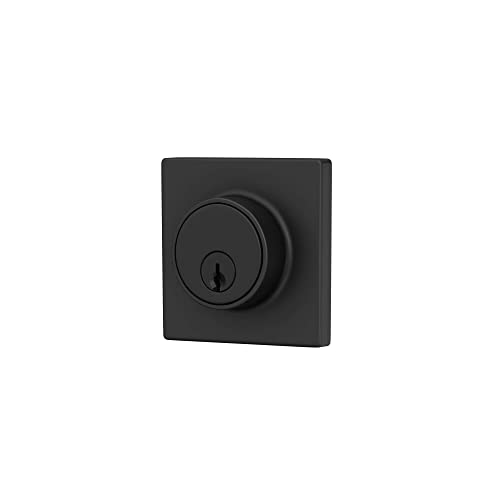 Image of Deadbolt with Square Trim, Keyed 1 Side, Matte Black Finish