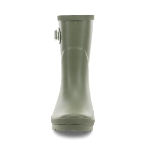 Image of Chooka Women's Waterproof Mid-Height Faux Fur Lined Pull-On Rain Boot | Ladies street style rubber boots, cozy plush interior, built for puddles, comfort insole, styled for every wet rainy day