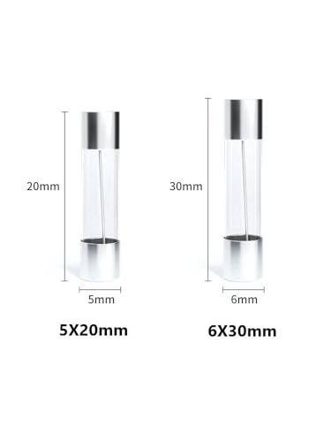 DollaTek 6x30mm Glasröhrensicherungen - 72 Stück, 8 verschiedene Ampere-Werte, Hartplastik und Glas, Quick Blow Car Glasröhren Sicherungen Assorted Kit