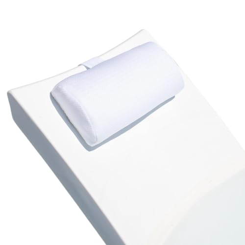 REZVANI Headrest Pillow for Patio Chaise Lounge, in Pool Lounger on Ledge with Non-Slip Weighted Tail and Cellphone Pocket, Quick Drying Outdoor for All Weather Pool Furniture and Loungers (Cloudy)