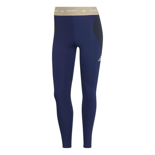 adidas Mujer Techfit Workout Color Block 7/8 Leggings Tights, dark blue/legend ink, XS