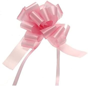 Baby Girl Cellophane Gift Wrap Hampers Florist Baby Shower + Free Pull Bow, Curling Ribbon & Card (3 Metre, Pink Ribbon, Pink Pull Bow)