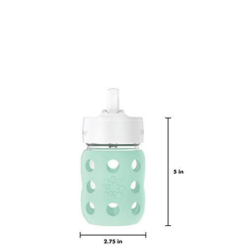 Lifefactory 8-Ounce Wide Neck Glass Baby Bottle with Protective Silicone Sleeve and Pivot Straw Cap, Mint (LG2241WMI4)