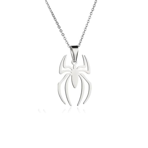 GAUEIOUR Collar con colgante de araña de acero inoxidable, cadena ligera ajustable de plata, accesorios de joyería, regalos para hombres y mujeres, 0, Acero inoxidable, No es una piedra preciosa