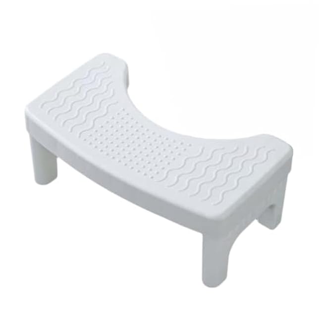 Squatting Toilet Stool Relieves Constipation for Healthier Results Plastic Footrest Bathroom Accessories Curved Design Not Occupying Space(White)