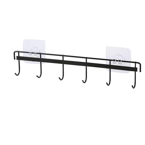 Image of Sulfar Kitchen Utensil Rack Wall Mount, Black Adhesive Kitchen Utensil Hanger No Drilling Holder Space Saving Wall Hooks for Bathroom Camper