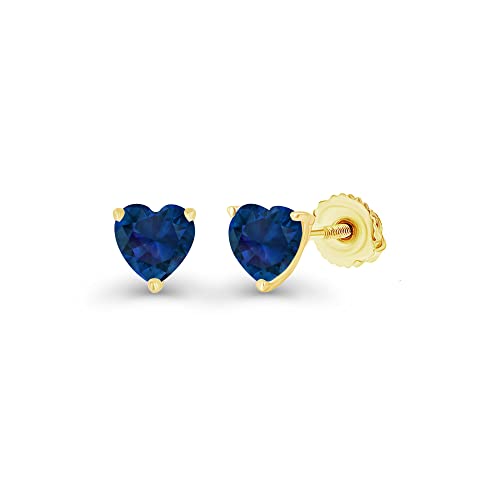 14K Gold Plated 925 Sterling Silver Hypoallergenic 4mm Heart Shape Prong Set Genuine Birthstone Solitaire Screwback Stud Earrings2