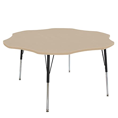 FDP Flower La Madera Flower Activity Table (60 inch), Standard Legs with Swivel Glides, Adjustable Height 19-30 inches Modern Professional Woodgrain Laminate Tabletop - Maple/Black
