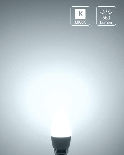 QNINE Cool White LED Candle Bulb Bayonet, 6W (60W Equivalent), 550lm, B22 Light Bulb, 6000K, Non-Dimmable, 3 Pack