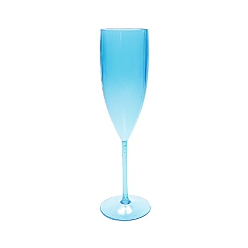 6 Taças Champanhe Acrílico 160 Ml Festa Casamento Formatura cor:Azul Bebe