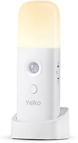 YELKO Motion Sensor Night Light, 2000mAh Rechargeable Night Lights Battery Powered, PortableDimmable Nightlights with 5 Brightness Levels for Kids,Adults (Warm White 1Pack)