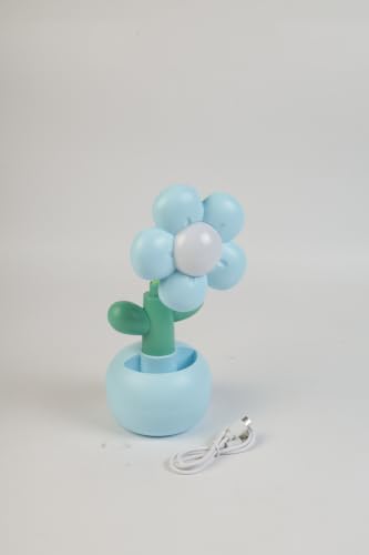 Image of Lexton 9 Inch Rechargeable Flower LED Table Lamp with Pen Holder | Cute Kids Study Desk Lamp, 2 Light Modes, USB Charging Port, Switch Control & Eye-Care Reading Light for Bedroom & Study Table