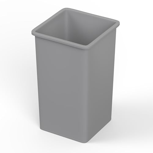 Image of 35 Gallon Gray Square Commercial Trash Garbage Can | Outdoor Office Restaurant School Kitchen