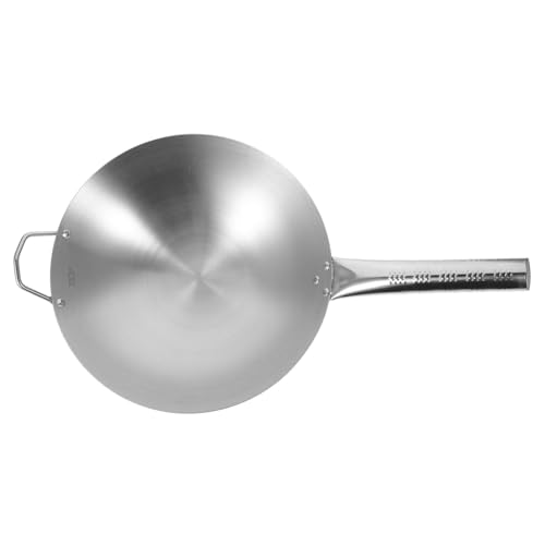 HEALEEP Wok Inoxidable de Sartén sin Revestimiento para Cocinas de Inducción Perolear y Freír para Uso Doméstico y Profesional Resistente y de Limpiar
