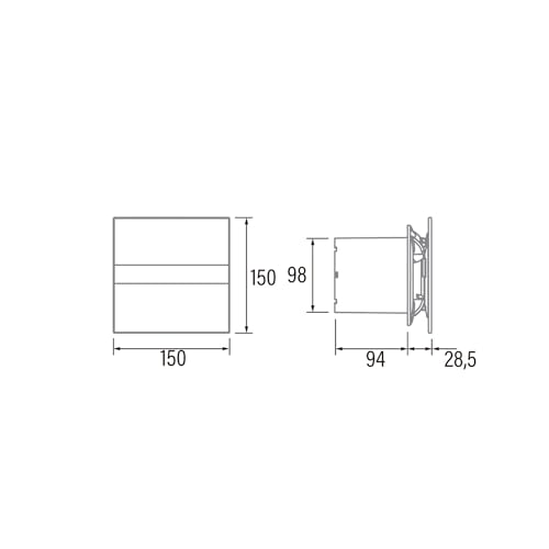 Cata Haushaltsabzug E-100 GT BK Bandenabsaugsystem Wärmeschutz für Arbeiten bei Raumtemperatur Geräuschpegel von 31 dB Maximaler Durchfluss 115 m3/h Breite 15 cm Farbe Schwarz