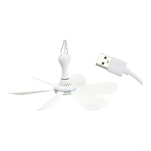 Tragbarer USB-Deckenventilator mit Fernbedienung, sechs leiser Ventilator für Zelt-Camping, vier Einstellungen, Luftzirkulator, batteriebetriebener kleiner Deckenventilator für (A)