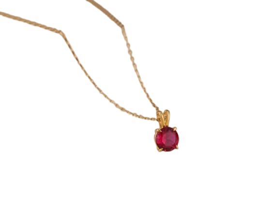 Pendentif rubis rouge cadeau de Saint-Valentin et mariage avec chaîne 45cm